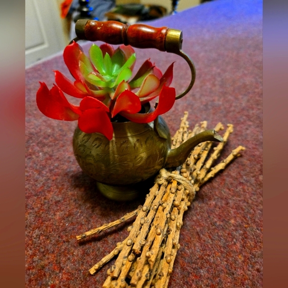 Other - Etched Small Brass Vintage Kettle
